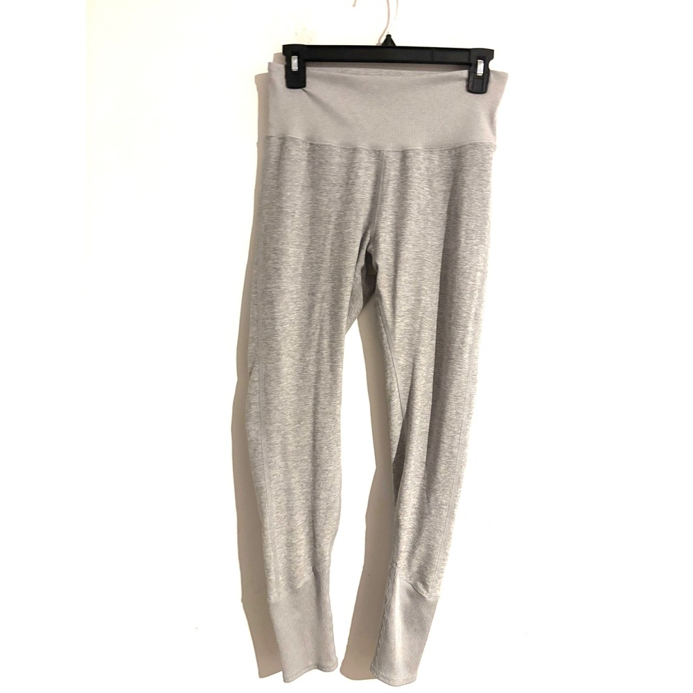Alo Yoga Alosoft High Waist Lounge Leggings Grey Heather Ribbed Cuffs Large